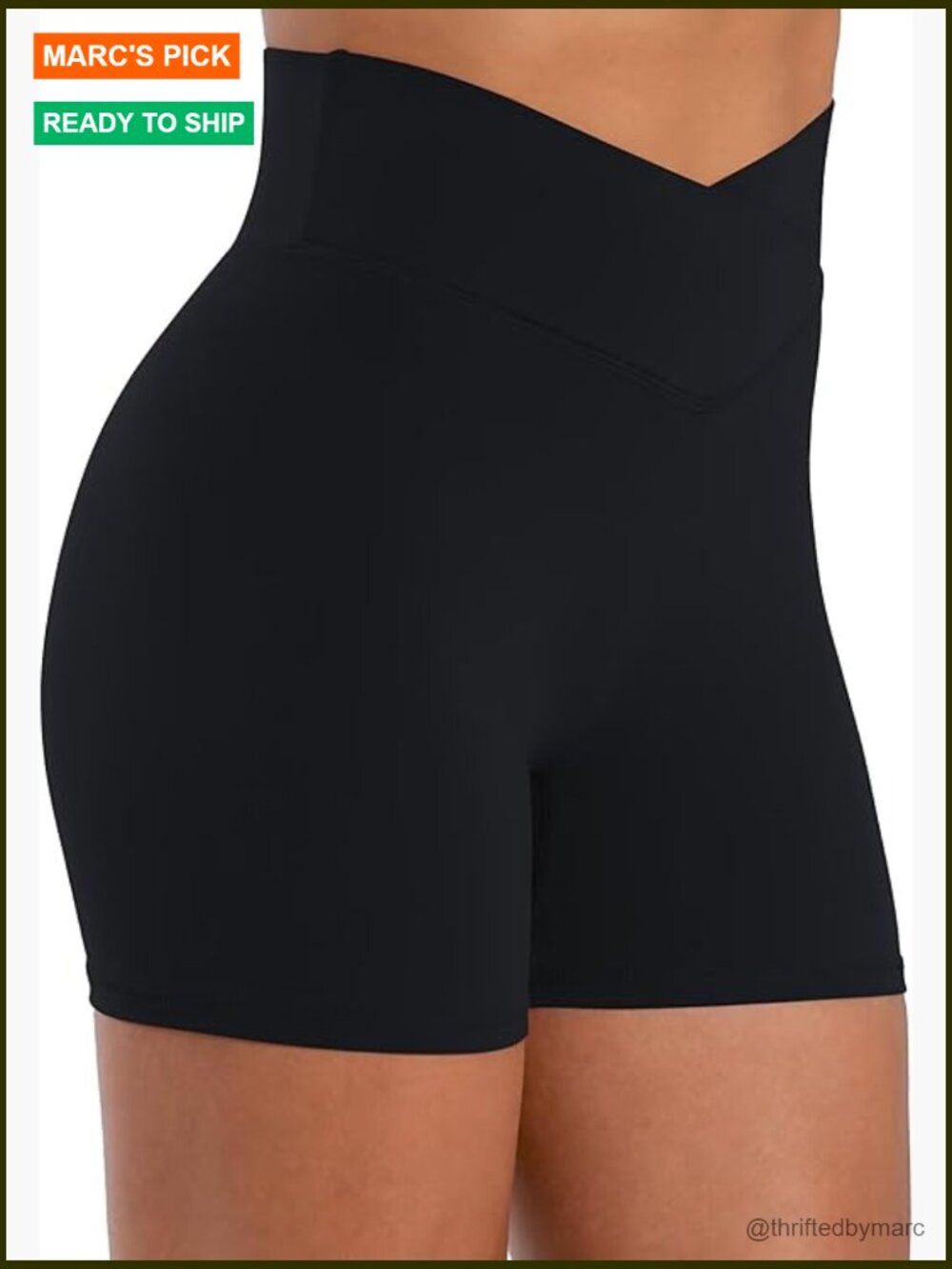 Crossover High Rise Scrunch Biker Shorts with Tummy Control 4" Inseam